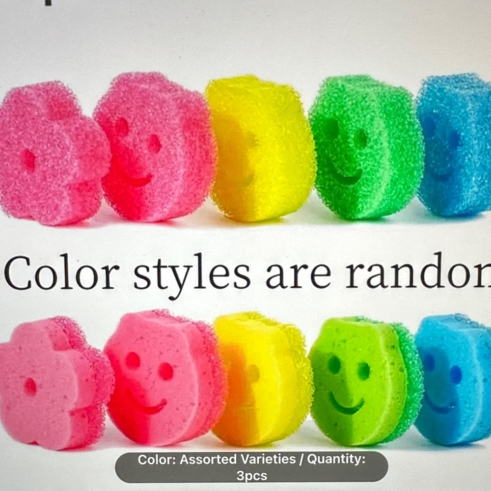 SOLD OUT Purchase Smiley Face Cleaning Sponge  - Pink, Yellow, Blue, Green - Picture 5 of 5